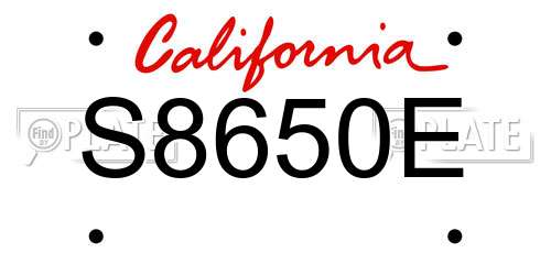 S8650E California License Plate