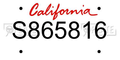 S865816 California License Plate