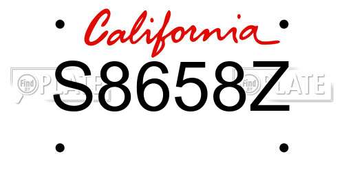 S8658Z California License Plate
