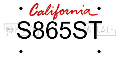 S865ST California License Plate
