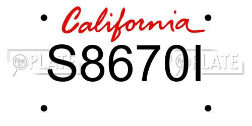 S8670I California License Plate