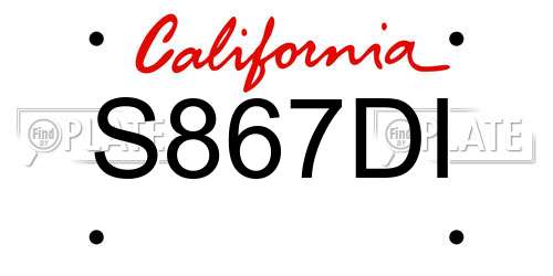 S867DI California License Plate