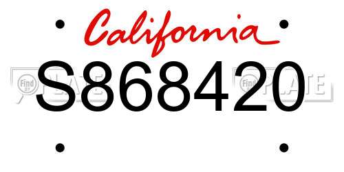S868420 California License Plate
