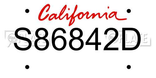 S86842D California License Plate