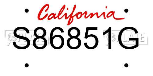 S86851G California License Plate