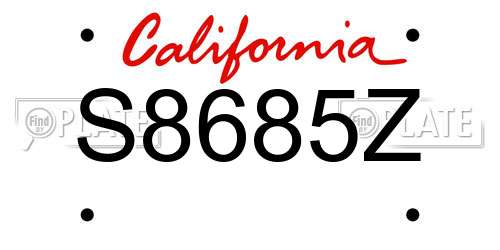 S8685Z California License Plate