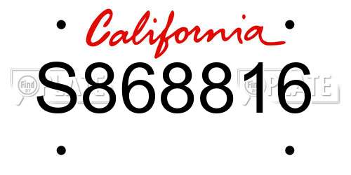 S868816 California License Plate
