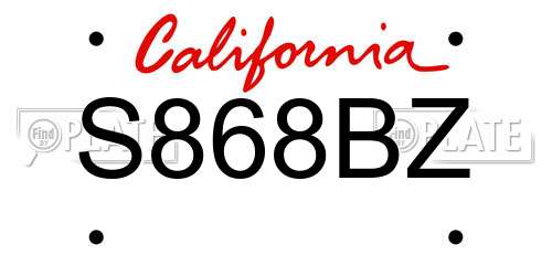 S868BZ California License Plate