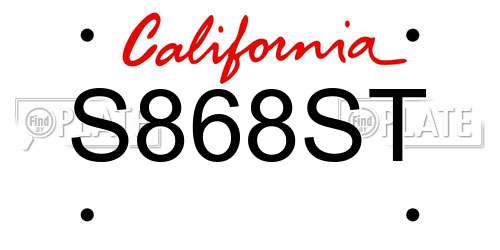 S868ST California License Plate