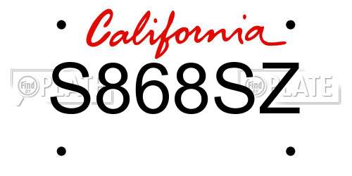 S868SZ California License Plate