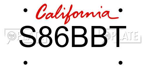 S86BBT California License Plate