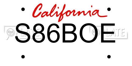 S86BOE California License Plate