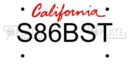 S86BST California License Plate