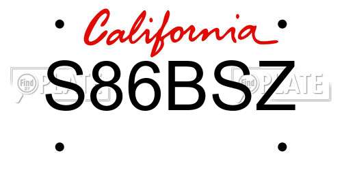 S86BSZ California License Plate