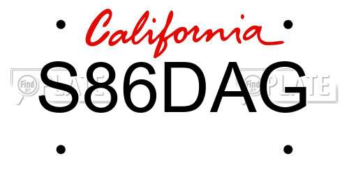 S86DAG California License Plate