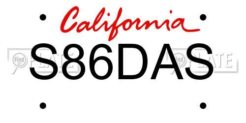 S86DAS California License Plate