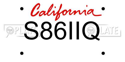 S86IIQ California License Plate