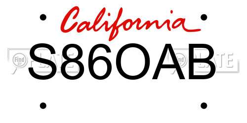 S86OAB California License Plate