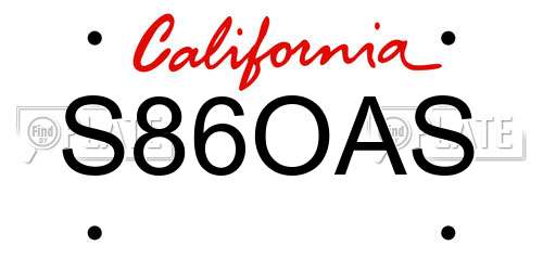 S86OAS California License Plate