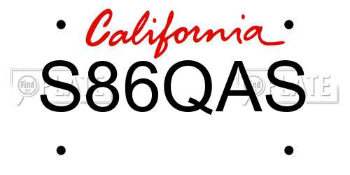 S86QAS California License Plate