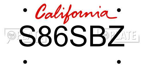 S86SBZ California License Plate