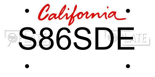 S86SDE California License Plate