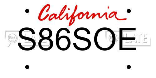 S86SOE California License Plate