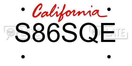 S86SQE California License Plate