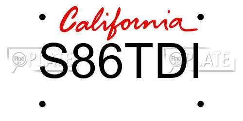 S86TDI California License Plate