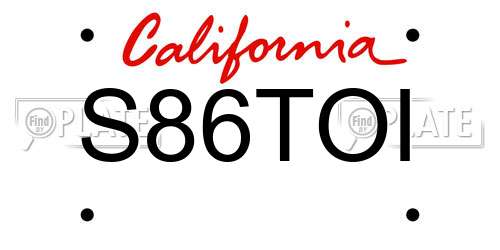 S86TOI California License Plate