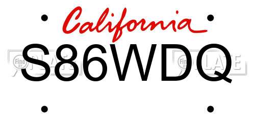 S86WDQ California License Plate