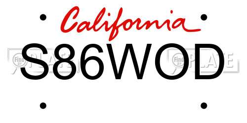S86WOD California License Plate