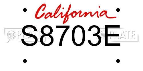 S8703E California License Plate