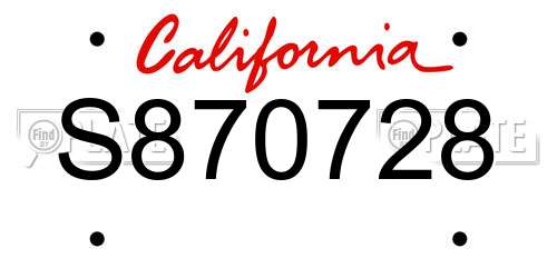 S870728 California License Plate