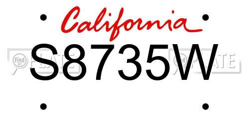 S8735W California License Plate