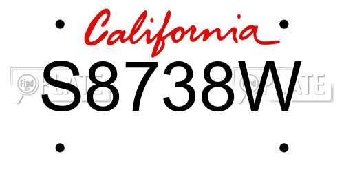 S8738W California License Plate