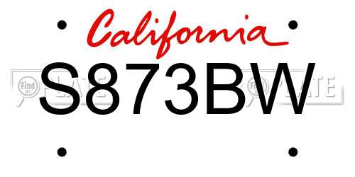 S873BW California License Plate