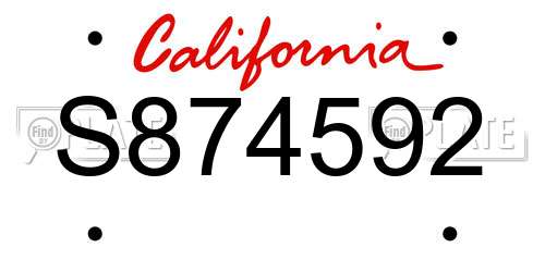 S874592 California License Plate