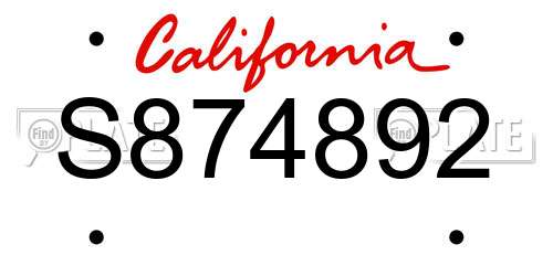 S874892 California License Plate