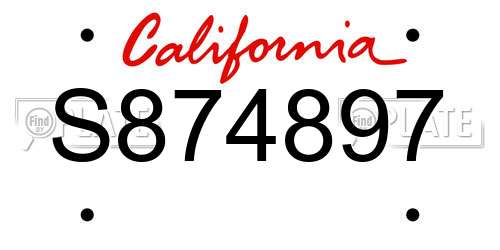 S874897 California License Plate
