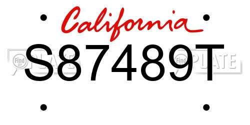 S87489T California License Plate
