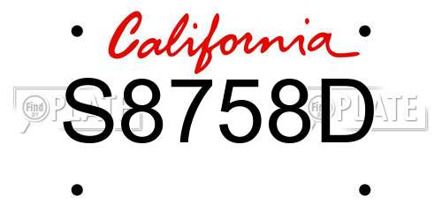S8758D California License Plate