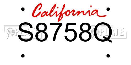 S8758Q California License Plate