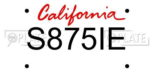 S875IE California License Plate