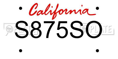S875SO California License Plate
