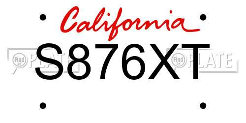 S876XT California License Plate