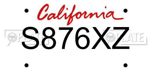 S876XZ California License Plate