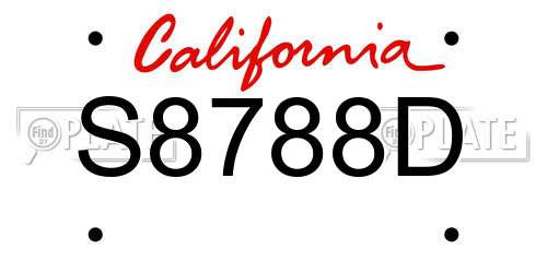 S8788D California License Plate