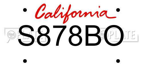 S878BO California License Plate