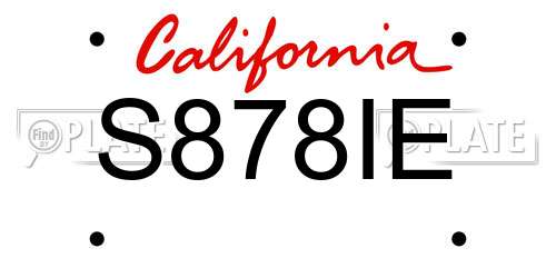 S878IE California License Plate